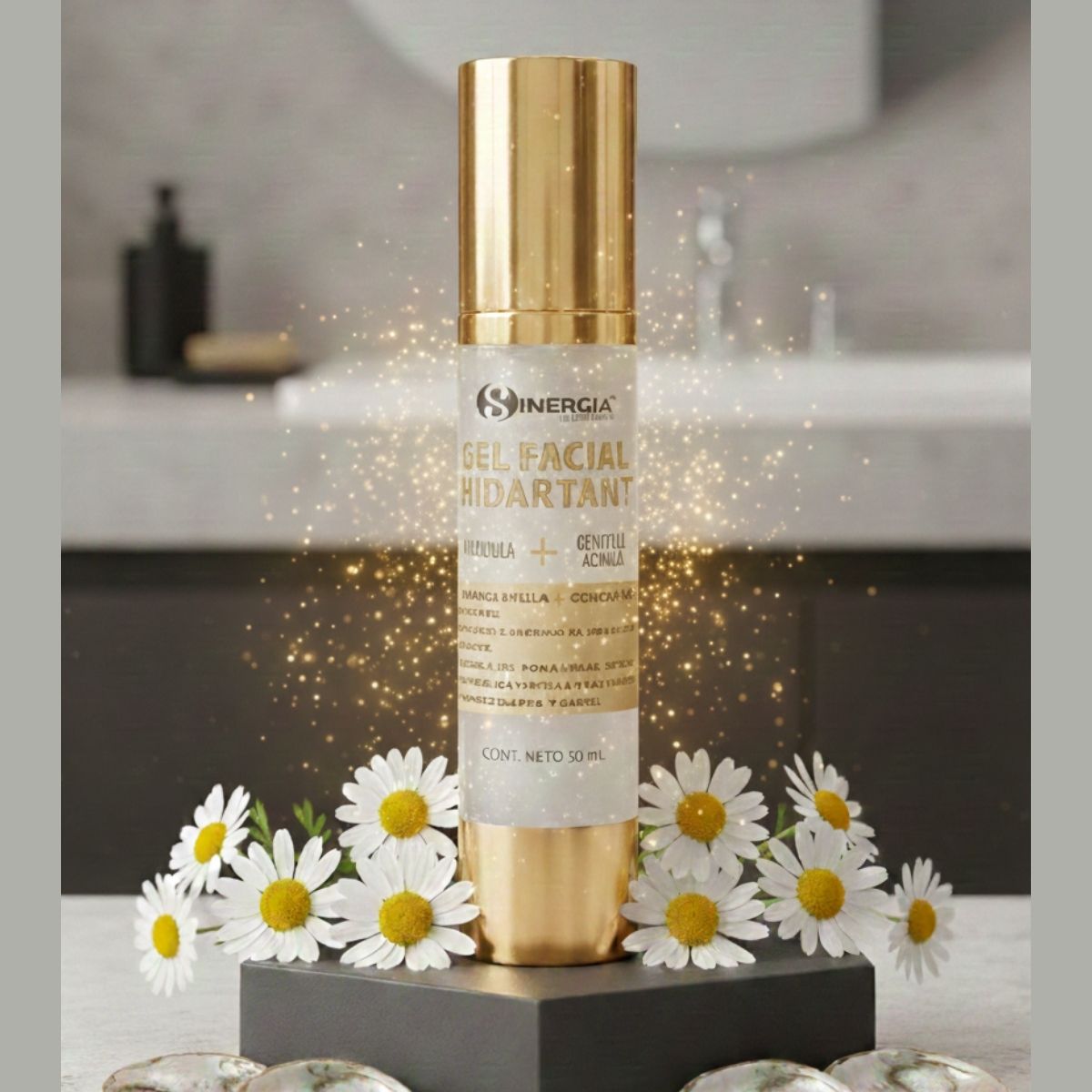 Gel facial hidratante, manzanilla + concha nácar