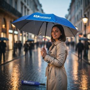 PARAGUAS EN FORMA DE BOTELLA SINERGIA, COLOR AZUL