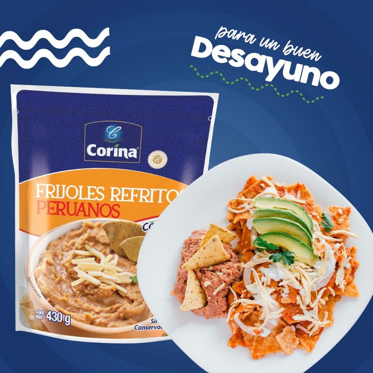 FRIJOLES REFRITOS PERUANOS CORINA 430 GRS POUCH