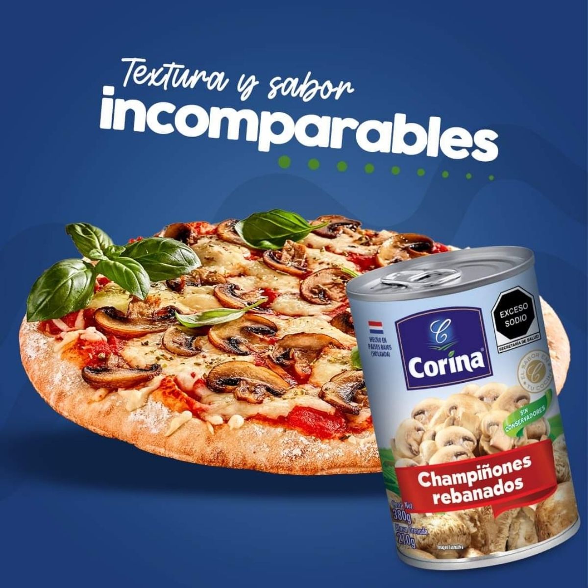 CHAMPIÑONES REBANADOS CORINA 380 GRS.