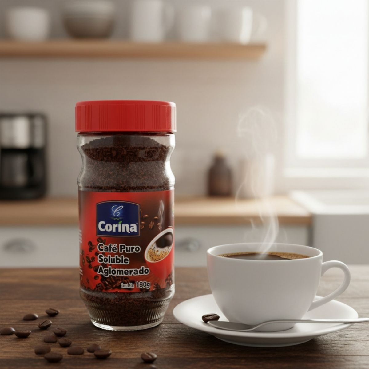 CAFÉ PURO SOLUBLE CORINA 180 G 
